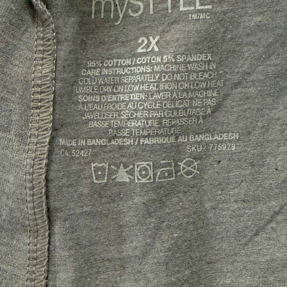 LEGGINGS, STRETCH FABRIC, GREY, SZ 2X, ELASTIC WAIST, SLIM LEGS, MY STYLE, TAGS - Picture 2 of 4